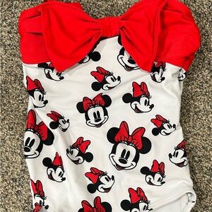 Disney Red and White Minnie Mouse Kids Swim One Piece